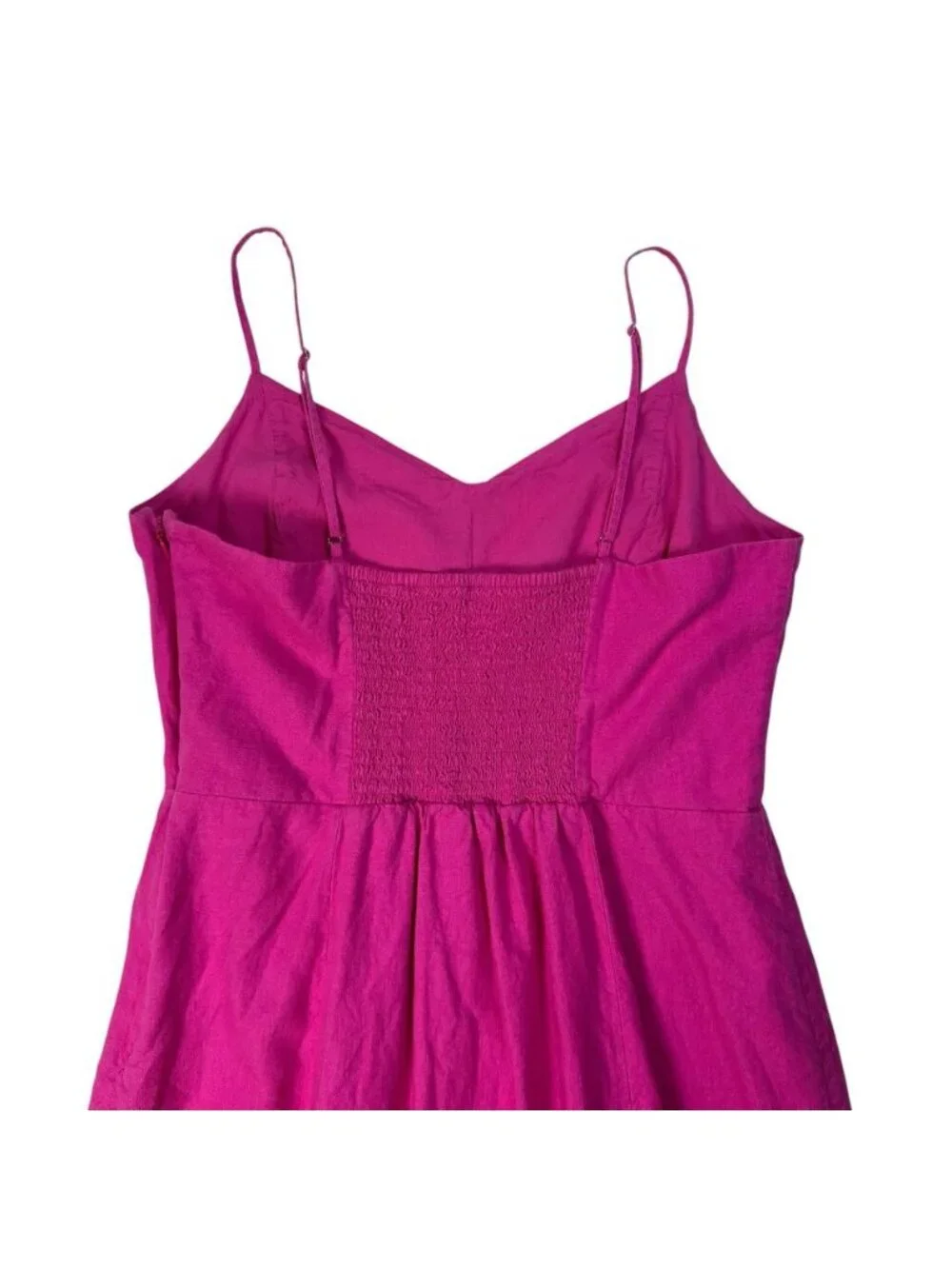 J.CREW Pink Linen Blend Slip Dress Midi Strappy V-Neck Size 10 Sheath Vacation